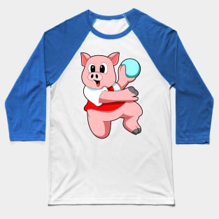 Pig as Handball player with handball Baseball T-Shirt